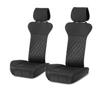 Amazon Basics Car Seat Covers Front Pair, Universal Seat Protectors, Breathable Faux Leather, Without Top, 2-Pack, Black