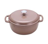 Amazon Basics Cast Iron Casserole Dish with Lid, Enamelled, Round, Heavy-Duty, 4.1 L, Clay
