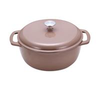 Amazon Basics Cast Iron Casserole Dish with Lid, Enamelled, Round, Heavy-Duty, 5.7 L, Clay