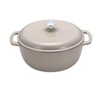 Amazon Basics Cast Iron Casserole Dish with Lid, Enamelled, Round, Heavy-Duty, 5.7 L, Linen Grey