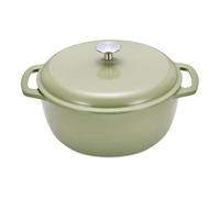 Amazon Basics Cast Iron Casserole Dish with Lid, Enamelled, Round, Heavy-Duty, 5.7 L, Olive
