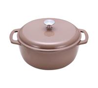 Amazon Basics Cast Iron Casserole Dish with Lid, Enamelled, Round, Heavy-Duty, 6.9 L, Clay