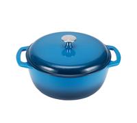 Amazon Basics Cast Iron Dutch Oven Pot with Lid Enameled Round Dual Handles Heavy-Duty Medium 6-Quart Blue