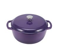 Amazon Basics Cast Iron Dutch Oven Pot with Lid Enameled Round Dual Handles Heavy-Duty Medium 6-Quart Purple