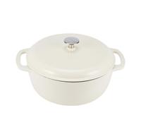 Amazon Basics Cast Iron Dutch Oven Pot with Lid Enameled Round Dual Handles Heavy-Duty Medium 6-Quart White