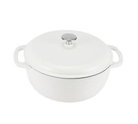 Amazon Basics Cast Iron Dutch Oven Pot with Lid Enameled Round Dual Handles Heavy-Duty Medium 6-Quart Matte White