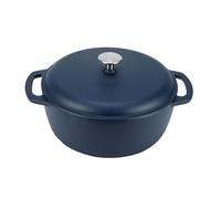 Amazon Basics Cast Iron Dutch Oven Pot with Lid Enameled Round Dual Handles Heavy-Duty Medium 6-Quart Matte Navy