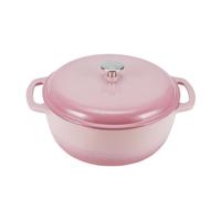 Amazon Basics Cast Iron Dutch Oven Pot with Lid Enameled Round Dual Handles Heavy-Duty Medium 6-Quart Light Pink