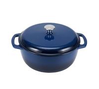 Amazon Basics Cast Iron Dutch Oven Pot with Lid Enameled Round Dual Handles Heavy-Duty Small 7.3-Quart Navy