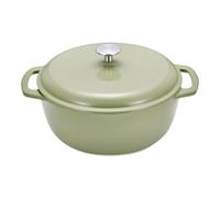 Amazon Basics Cast Iron Dutch Oven Pot with Lid, Enamelled, Dual Handles, Round, Heavy-Duty, Small, 4.1-Liters (4.3-quart), Olive