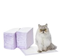 Amazon Basics Cat Pee Pads 60 Count Universal Fit for Litter Box Odor Control with Lemon Scent White/Purple