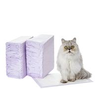 Amazon Basics Cat Pee Pads 80 Count Universal Fit for Litter Box Odor Control with Lemon Scent White/Purple