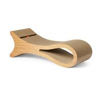 Amazon Basics Cat Scratcher Lounge Bed for Indoor Cats Bed Shaped Cat Scratching Post Corrugated Cardboard Pad with Interactive Ball Toy & Catnip, FSC-Certified, 87.1 cm x 30 cm x 30 cm, Wooden Color