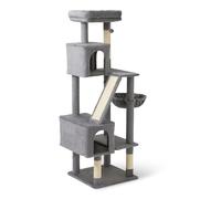 Amazon Basics Cat Tree for Indoors Cats, Multi-Level Cat Tower Cat Condo with Scratching Post, Cozy Hammock and Perches for Adult cats, Interactive Dangling Ball, L - 60.1” (152.7cm) H, Grey