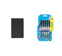 Amazon Basics Classic Notebook, Large, Ruled & Paper Mate Flexgrip Ultra Retractable Ballpoint Pens | Medium Point (1.0mm) | Black | 5 Count