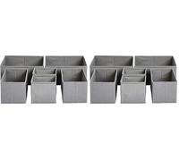 Amazon Basics Clothes Organiser for Wardrobe, Collapsible Colthes Drawer Organiser/Dividers, for Wardrobe Bedroom or Kitchen, Set of 6, Grey (Pack of 2)