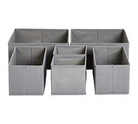 Amazon Basics Clothes Organiser for Wardrobe, Collapsible Colthes Drawer Organiser/Dividers, for Wardrobe Bedroom or Kitchen, Set of 6, Grey