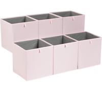 Amazon Basics Collapsible Fabric Storage Cube Organiser Bins, Pack of 6, Peony