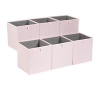 Amazon Basics Collapsible Fabric Storage Cube Organiser Bins, Pack of 6, Peony Pink, 33 x 38 x 33 cm