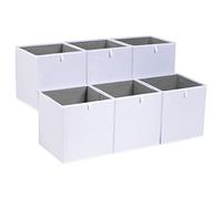 Amazon Basics Collapsible Fabric Storage Cube Organiser Bins, Pack of 6, White, 26.7 x 26.7 x 28 cm