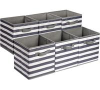 Amazon Basics Collapsible Fabric Storage Cube/Organiser with Handles, Pack of 6