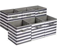 Amazon Basics Collapsible Fabric Storage Cube/Organiser with Handles, Pack of 6
