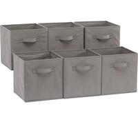 Amazon Basics Collapsible Fabric Storage Cube/Organiser with Handles, Pack of 6