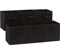 Amazon Basics Collapsible Fabric Storage Cube/Organiser with Handles, Pack of 6, Solid Black, 26.6 x 26.6 x 27.9 cm