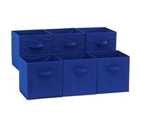 Amazon Basics Collapsible Fabric Storage Cube/Organiser with Handles, Pack of 6, Solid Navy, 26.6 x 26.6 x 27.9 cm