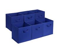 Amazon Basics Collapsible Fabric Storage Cube/Organiser with Handles, Pack of 6, Solid Navy, 33 x 33 x 33 cm