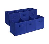 Amazon Basics Collapsible Fabric Storage Cube/Organiser with Handles, Pack of 6, Solid Navy, 33 x 33 x 33 cm