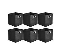 Amazon Basics Collapsible Fabric Storage Cubes with Oval Grommets - 6-Pack, Black