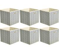 Amazon Basics Collapsible Fabric Storage Cubes with Oval Grommets, 6-Pack, Chev