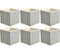 Amazon Basics Collapsible Fabric Storage Cubes with Oval Grommets, 6-Pack, Chev