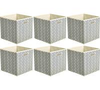 Amazon Basics Collapsible Fabric Storage Cubes with Oval Grommets, 6-Pack, Chev