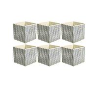 Amazon Basics Collapsible Fabric Storage Cubes with Oval Grommets, 6-Pack, Chevron Grey