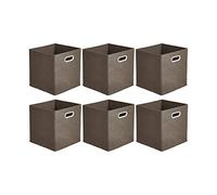 Amazon Basics Collapsible Fabric Storage Cubes with Oval Grommets - 6-Pack, Taupe
