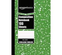 Amazon Basics College Ruled Composition Notebook, 100 Sheets|Assorted green Marble Color Cover.