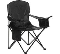 Amazon Basics Comfortable, Heavy Duty, Portable Camping Chair with 4-Can Cooler, Side Pocket, Cup Holder, and Carry Bag, Collapsible for Camping, Fishing, Beach, and Backpacking, XL, Padded, Black