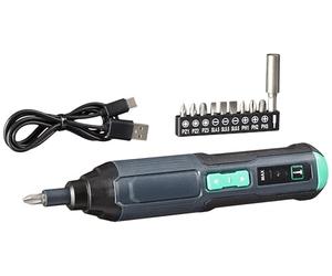 Amazon Basics Cordless Screwdriver, 3.6V Rechargeable Electric Screwdriver by SKIL, 300 RPM, 5 Nm, USB-C, LED Lights, 10-Piece Bit Set