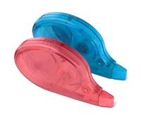 Amazon Basics Correction Tape, Pack of 2, Roller, Pen, Mouse Style, Instant Drying, 12m Long, Red, Blue
