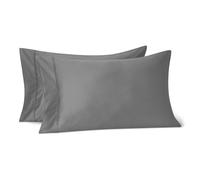 Amazon Basics Cotton Sateen Pillowcases, 400 Thread Count Pillow Cases 2 Pack, Super Soft, Standard 50 x 80 cm, Dark Grey