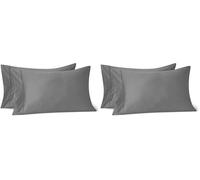 Amazon Basics Cotton Sateen Pillowcases, 400 Thread Count Pillow Cases 4 Pack, Super Soft, Standard 50 x 80 cm, Dark Grey