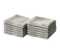 Amazon Basics Cotton Washcloths for Face, Soft, Absorbent, 12-Pack, Gray, 12 Inch x 12 Inch