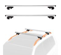 Amazon Basics Cross Rail Roof Rack, 142 cm, Fits up to 126 cm Spans between Raised Side Rails with Gap, Pack of 2, Black/Silver