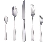 Amazon Basics Cutlery Set, Stainless Steel with Square Edge Handle, 20-Piece Service for 4, Silver, for Daily Dining and Entertaining