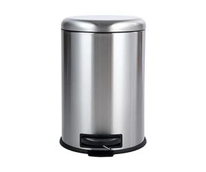 Amazon Basics Cylindrical Stainless Steel Dustbin, Round Pedal, 20L, Silver
