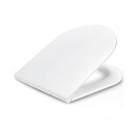 Amazon Basics D-Shape Toilet Seat, Soft-Close, Quick-Release Hinges, Universal Size, Anti-Static Urea and Porcelain Finish, White
