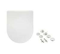 Amazon Basics D-Shape Urea Toilet Seat, Matt Finish, White, 36.5 x 43 cm