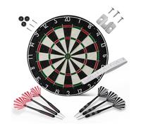 Amazon Basics Dartboard Set with 6 Steel Tip Darts - Self-Healing Sisal Fiber, Thin Wire Spider Design, Complete Mounting Kit, 45.7 cm, Black
